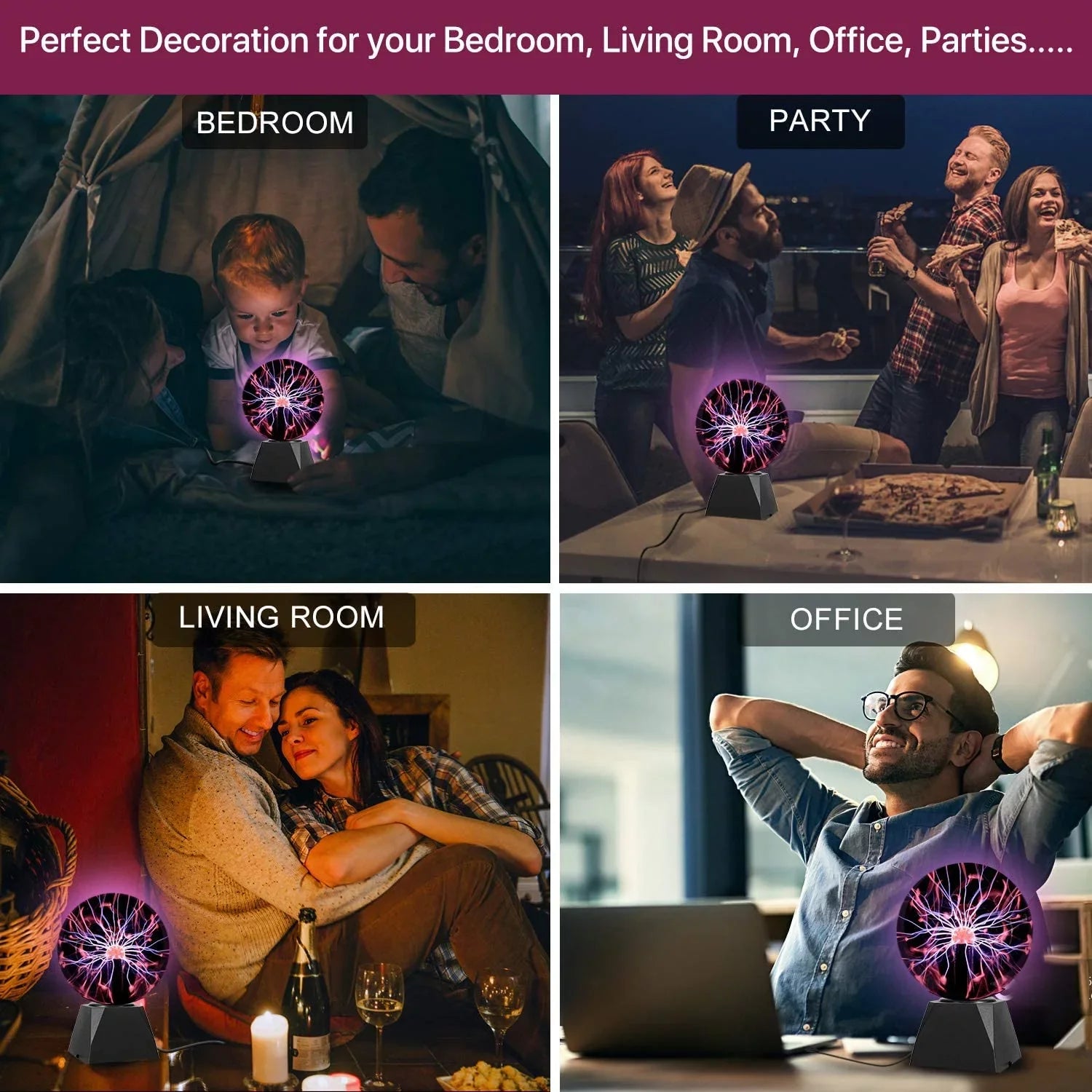 Plasma Ball, 8 Inch Sensitive Plasma Lamp, Nebula Sphere Plasma Globe Novelty Toy for Decorations/Kids/Bedroom