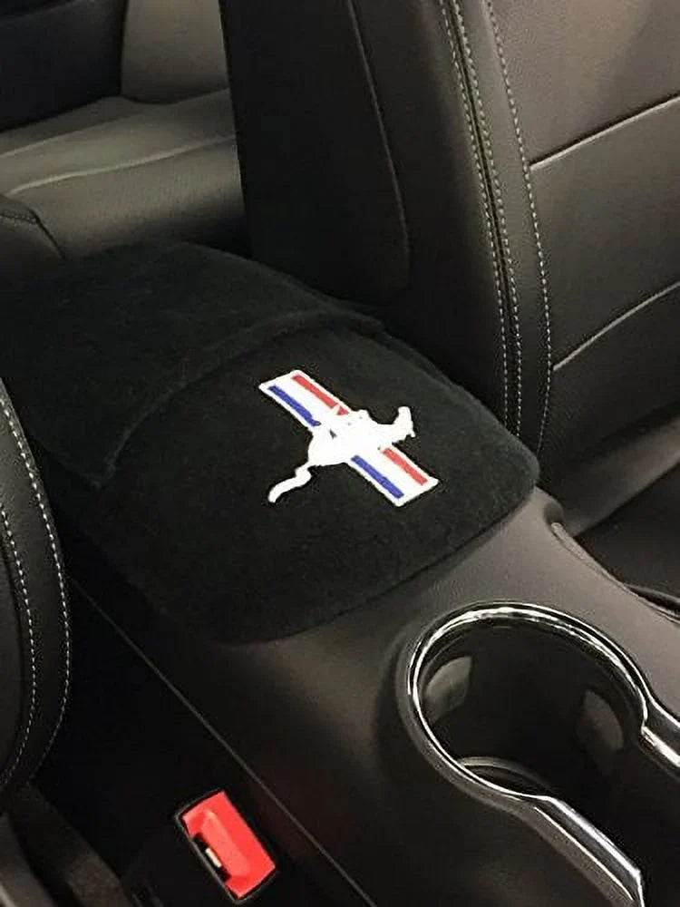 Seat Armour KAMUS15-16 Custom Fit Console Wrap with Embroidered Logo for Select Mustang Tribar Models with Jump Seat - Cotton (Black) (Officially Licensed, Third Seats and Bench Seats)