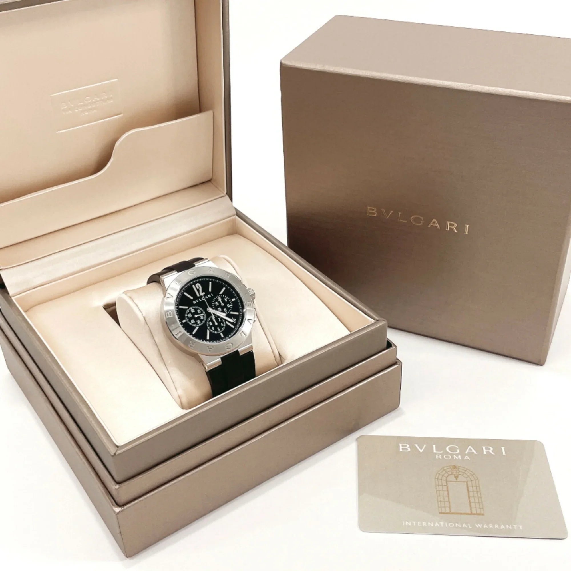 Pre-Owned Bvlgari Chrono Watch Stainless Steel Rubber BVLGARI DG41BSVDCH Men's Silver (Good)