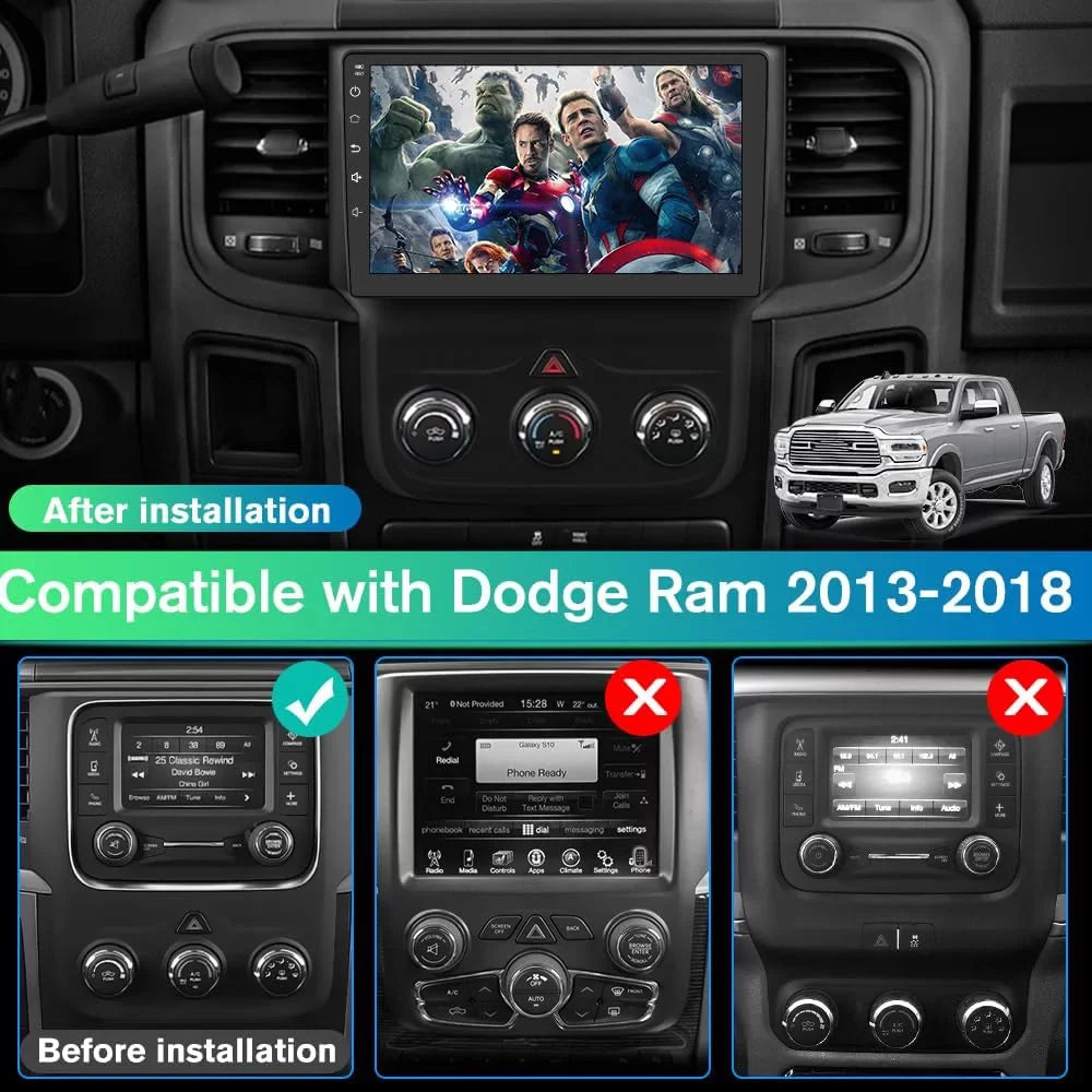 4+64GB Car Stereo for Dodge RAM 1500 2500 3500 2013-2018 Trucks Radio,Wireless CarPlay Android Auto Touch Screen Replacement GPS Bluetooth WiFi