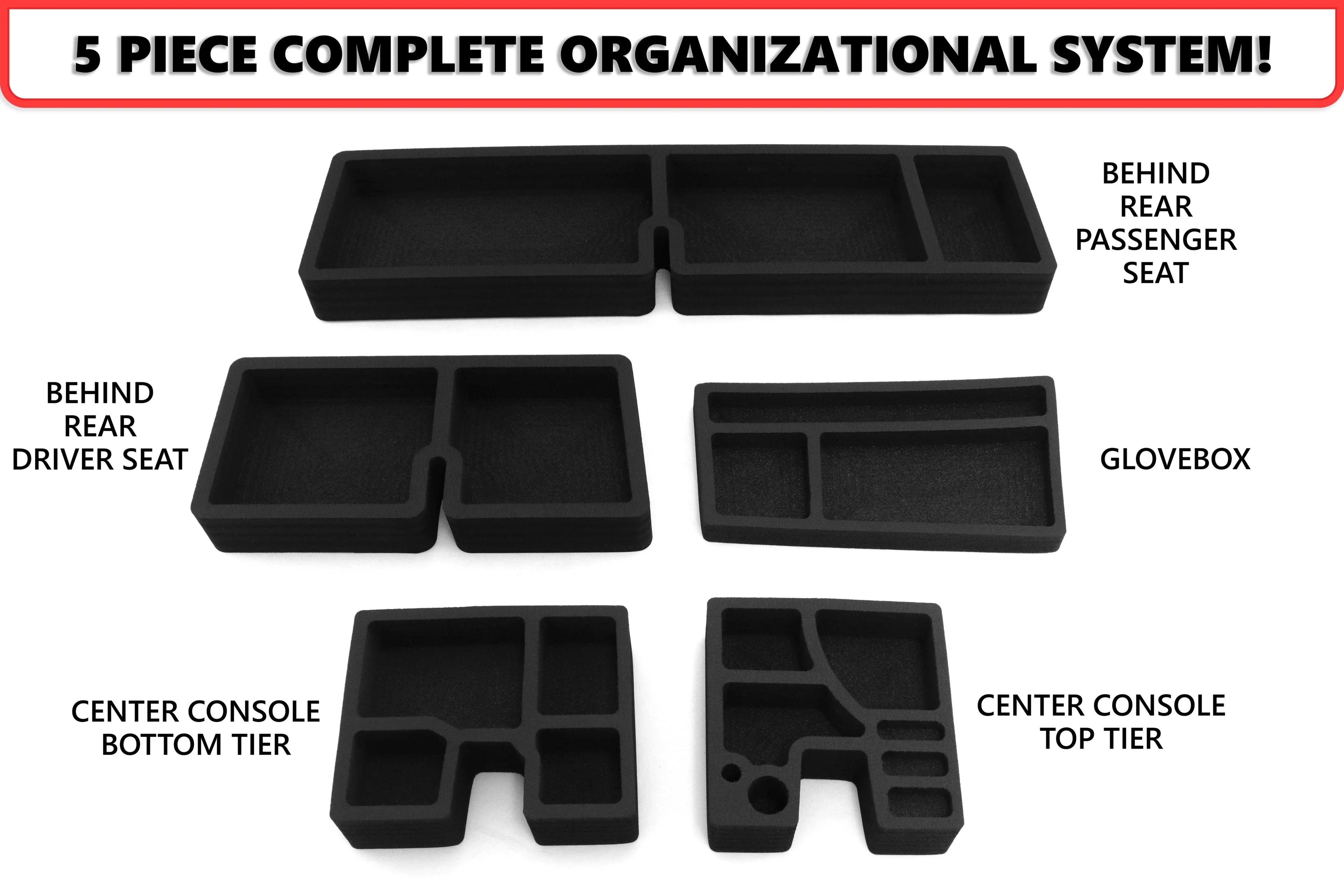 Red Hound Auto Full 5 Piece Vehicle Organizer Set Fits Center Console Rear Seat and Glove Box Inserts Suitable with Toyota Tacoma 2016-2020