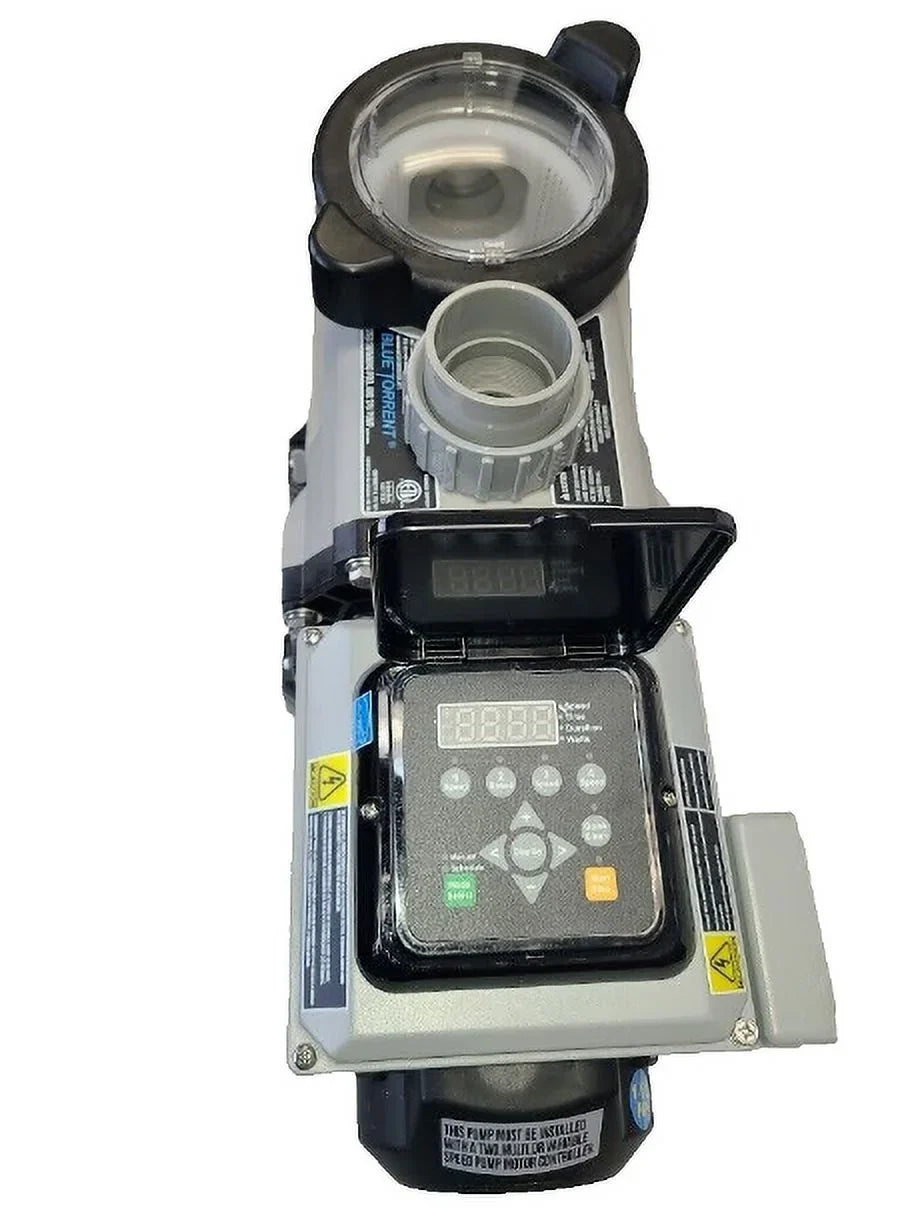 Blue Torrent 2hp Variable Speed Swimming Pool Pump with 2" Unions, Adjustable Stand for Retrofit 3yr Warranty
