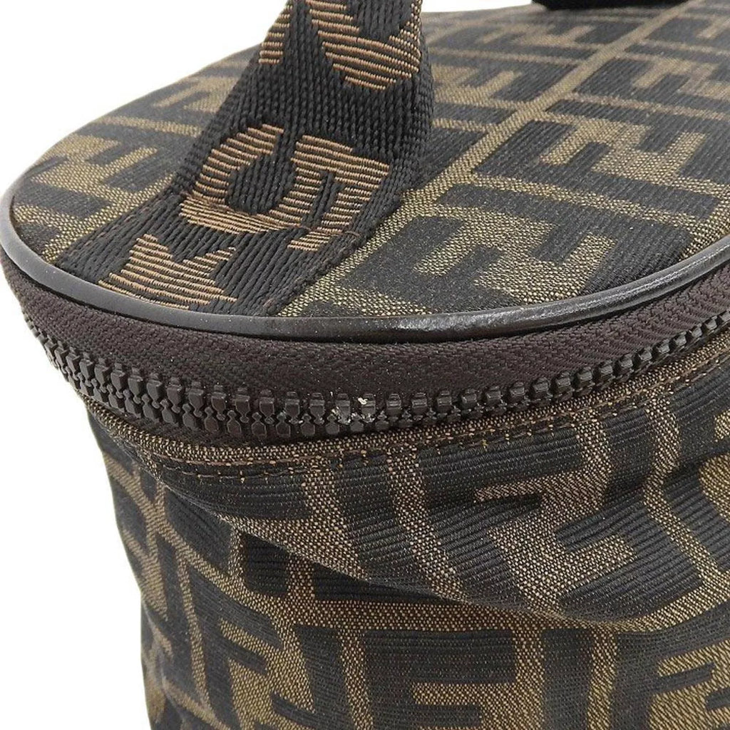 Pre-Owned FENDI Zucca Pattern FF Vanity Bag Handbag Pouch Canvas Brown (Fair)