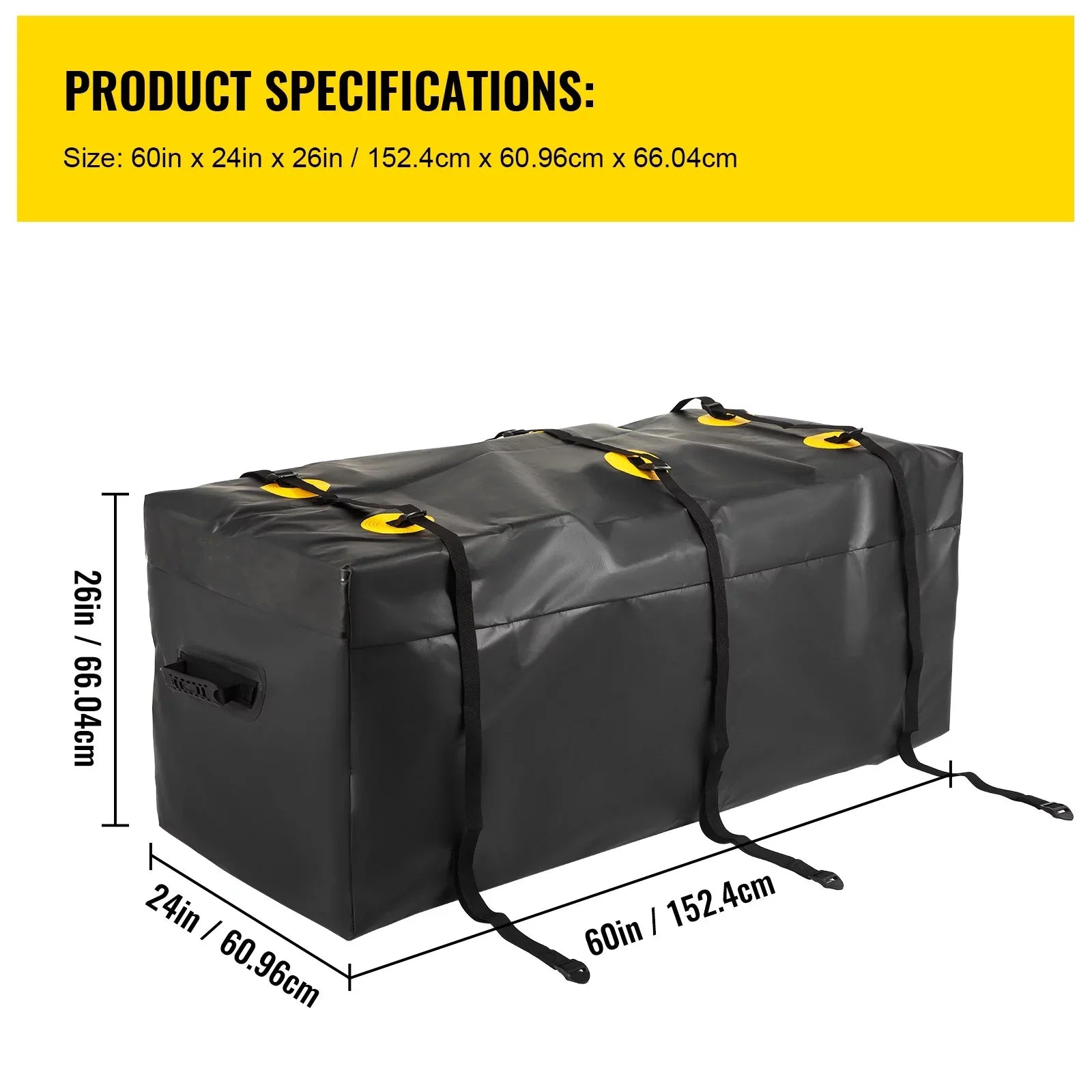 BENTISM Hitch Cargo Carrier Bag, Waterproof 840D PVC, 60"x24"x26" (22 Cubic Feet), Heavy Duty Cargo Bag for Hitch Carrier with Reinforced Straps, Fits Car Truck SUV Vans Hitch Basket