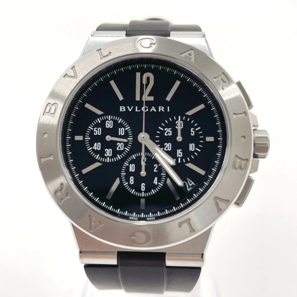 Pre-Owned Bvlgari Chrono Watch Stainless Steel Rubber BVLGARI DG41BSVDCH Men's Silver (Good)