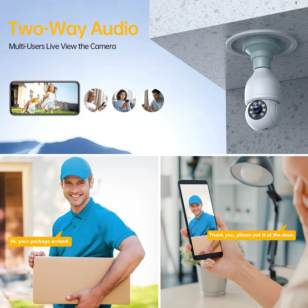 Toguard 2 PACKS SC16 Light Bulb Security Camera Outdoor Wireless WiFi Dome Surveillance Camera
