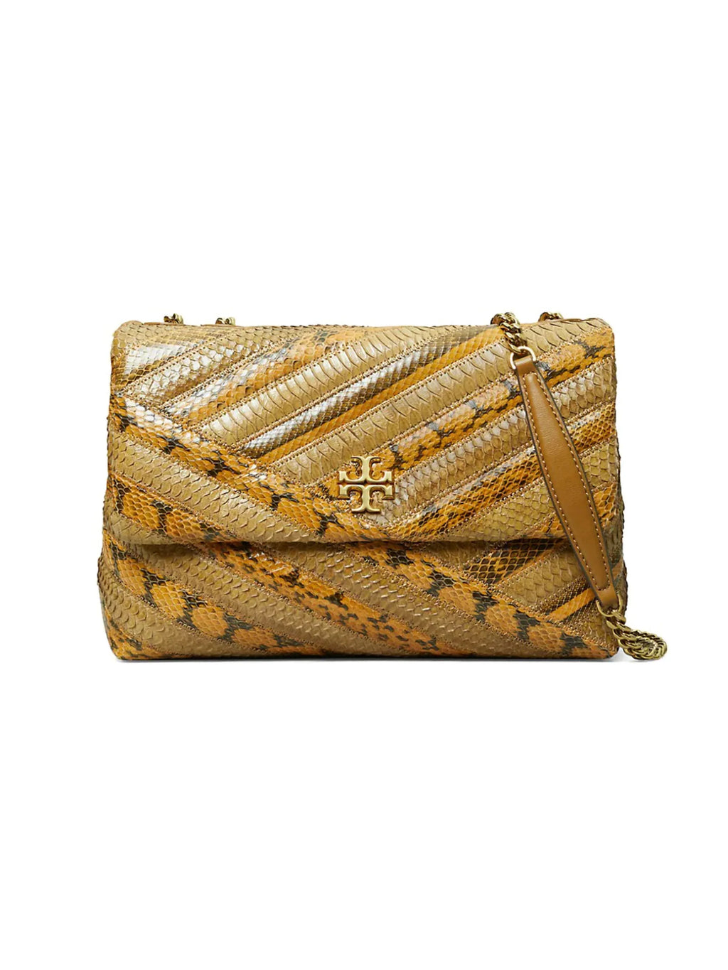 Tory Burch Snap Closure Leather Kira Chevron Snake Shoulder Bag New