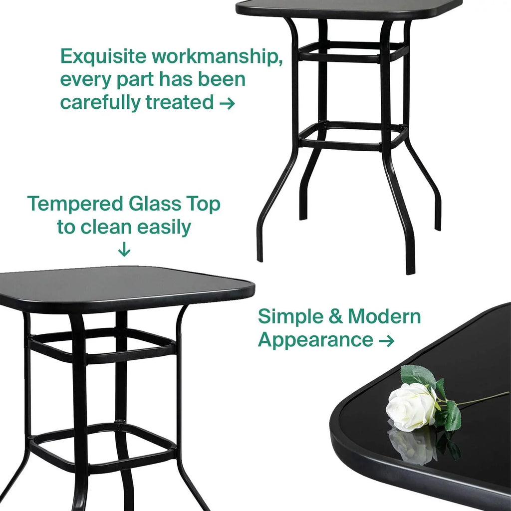 Avel Sturdy Solid Glass Bar Table for Poolside Use