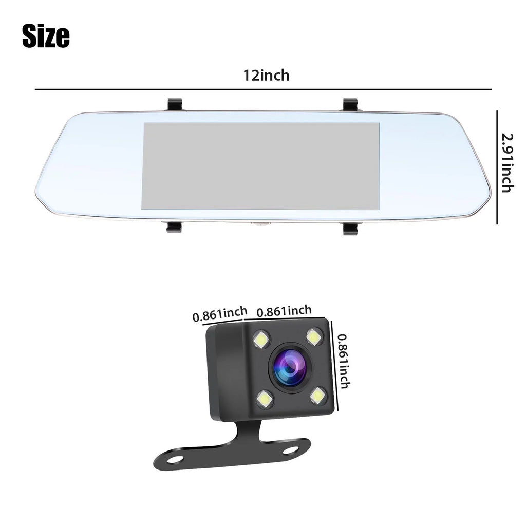 EEEkit Mirror Dash Cam Car Camera, 1080P 7inch Touch Screen Front and Rear View Mirror Camera for Cars, Dual Lens Dash Camera with Night Vision, Motion Detection, G-Sensor, 170° Wide-Angle