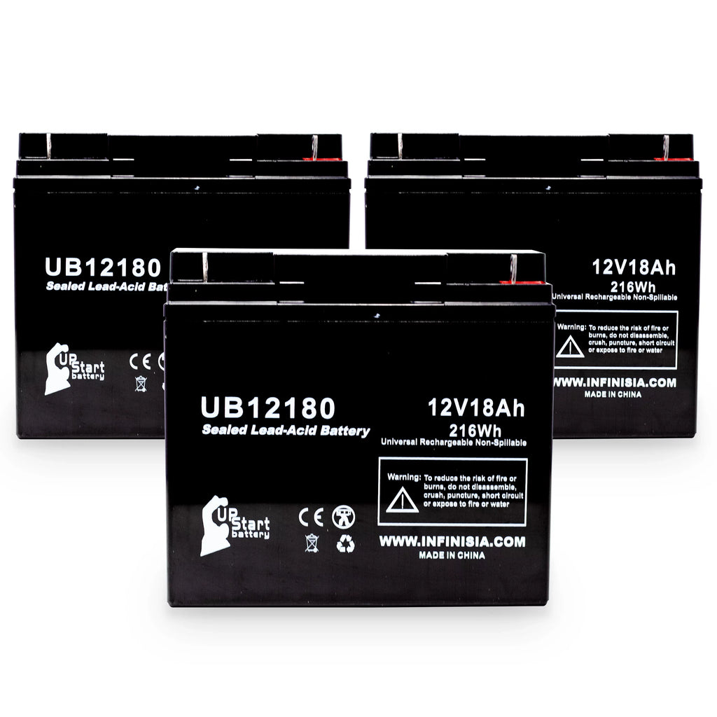 3x Pack - Matching CSB BATTERY OF AMERICA GP12170 Battery - Replacement UB12180 Universal Sealed Lead Acid Battery (12V, 18Ah, 18000mAh, T4 Terminal, AGM, SLA)