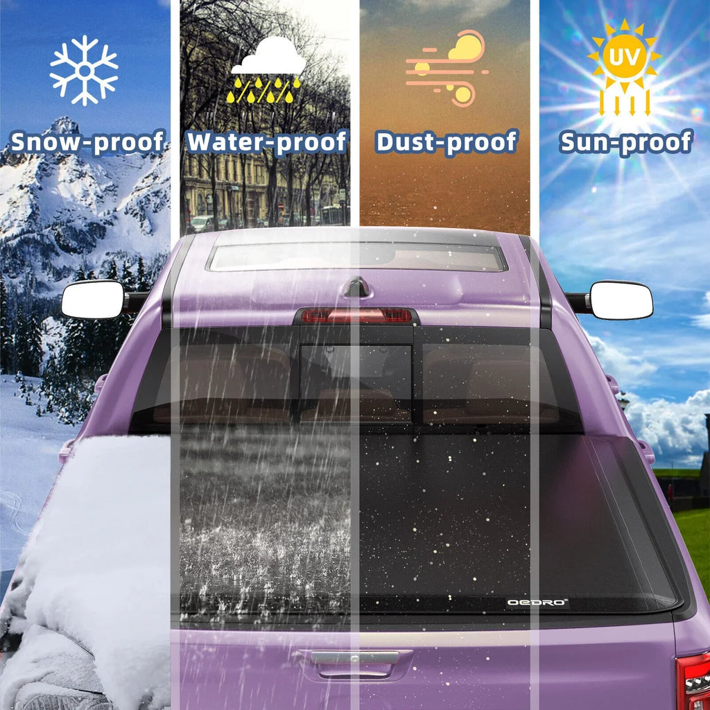 Ledkingdomus 5 Feet Soft Tri-fold Truck Bed Tonneau Wrap for 2020-2023 Jeep Gladiator JT on Top