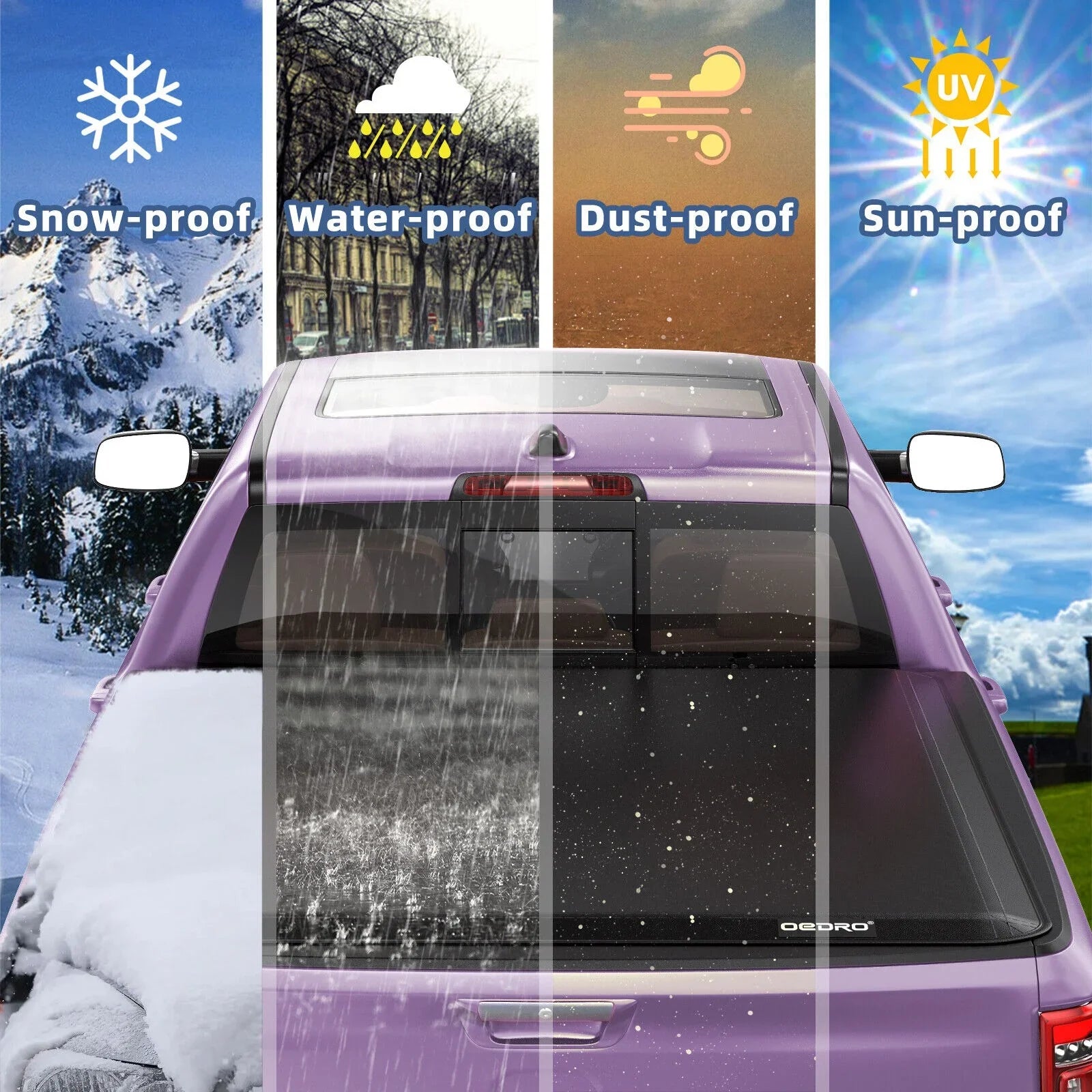 Ledkingdomus 5 Feet Soft Tri-fold Truck Bed Tonneau Wrap for 2020-2023 Jeep Gladiator JT on Top