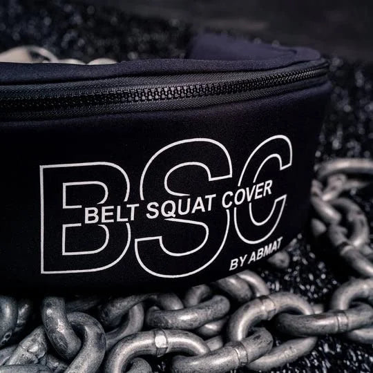 Belt Squat Wrap By Abamt - For Weightlifting, Weight Belts, & Chains. For Pullups, Dips, Powerlifting. Black with lower back support.