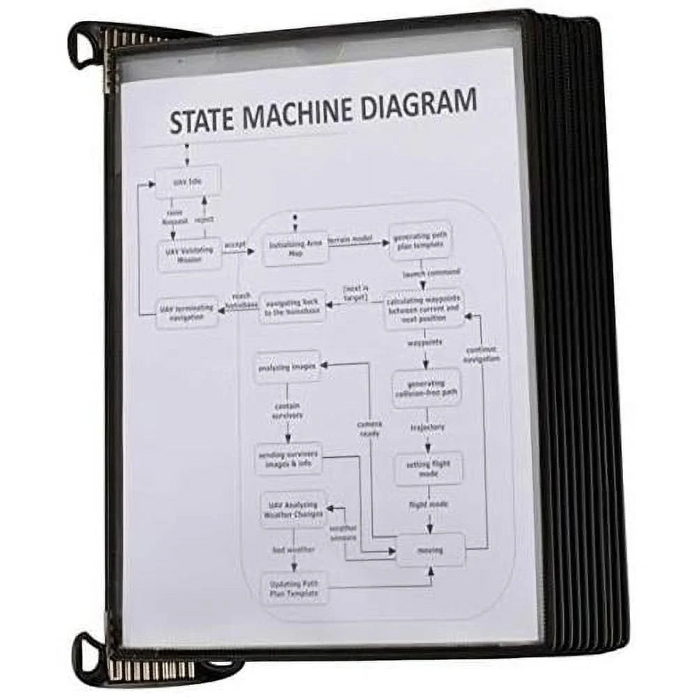 Djois Wall Mounted Reference And Display System, 10 Universal-Size Pockets, Double-Sided Viewing, Black Outer Frame, Professional PRO Series Model (TP920307)