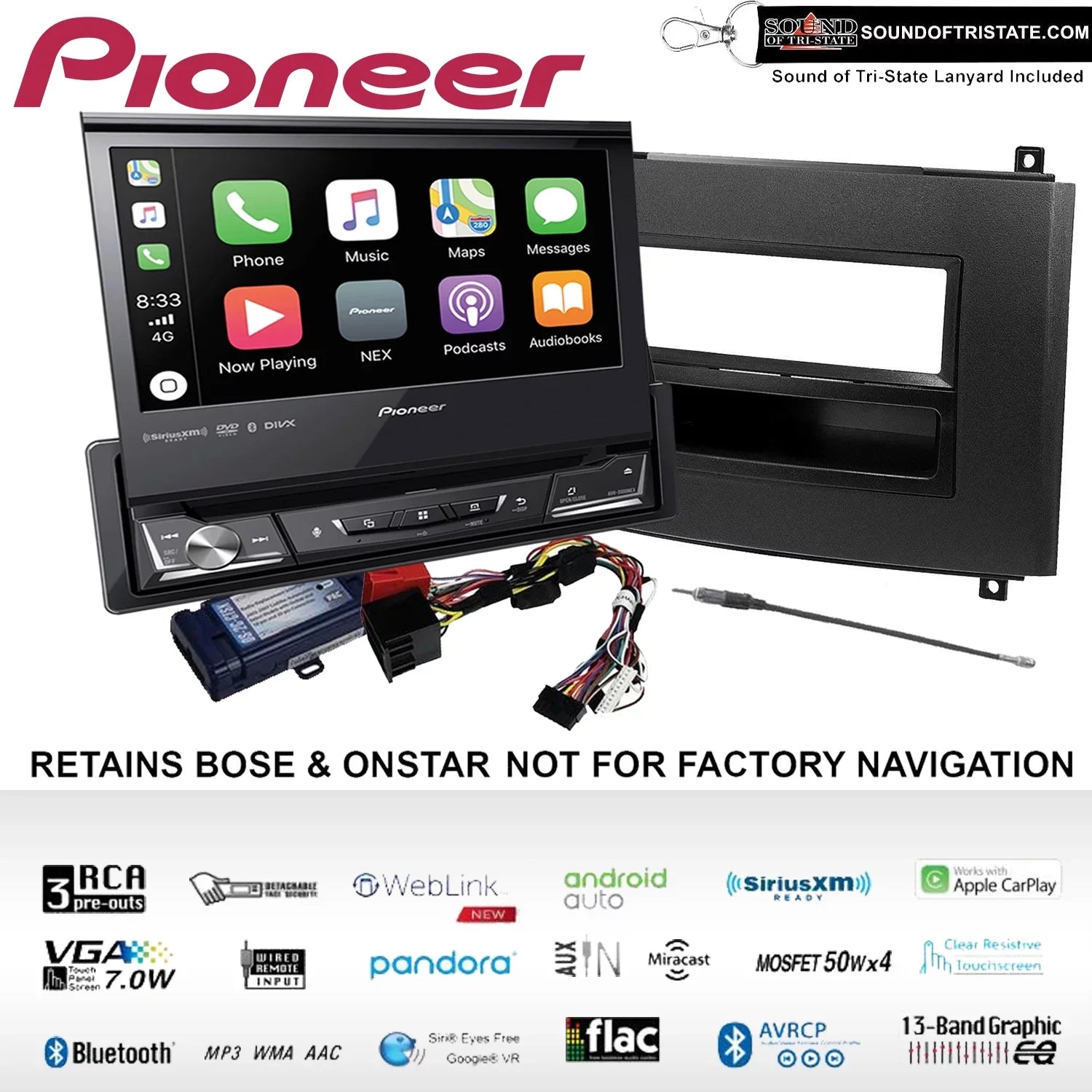 Pioneer AVH-3500NEX DVD Receiver fits 2003-2007 Cadillac CTS, 2004-2006 SRX