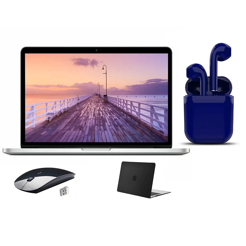 Restored Apple MacBook Pro 13.3-inch i5 4GB RAM Mac OS 1TB HDD Bundle: Wireless Mouse, Black Case, Bluetooth/Wireless Airbuds By Certified 2 Day Express (Refurbished)