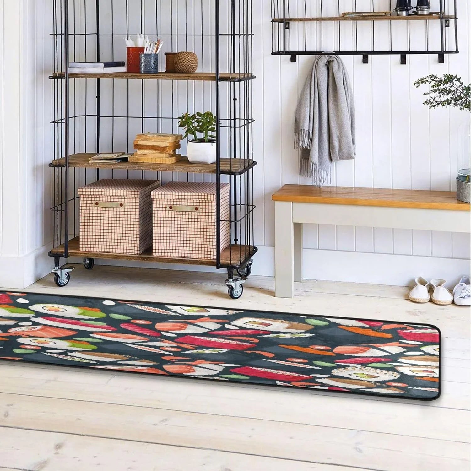 Coolnut Japanese Sushi Runner Rug - 24"x72" Ultra Soft Non-Slip Floor Mat Washable Area Rugs for Kitchen Bathroom Entry Home Decor Gifts