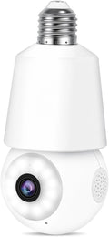 Light Bulb Cameras for Home Security 2K 360° PTZ Motion Sound Detection Tracking Alarm Light SocketSecurity
