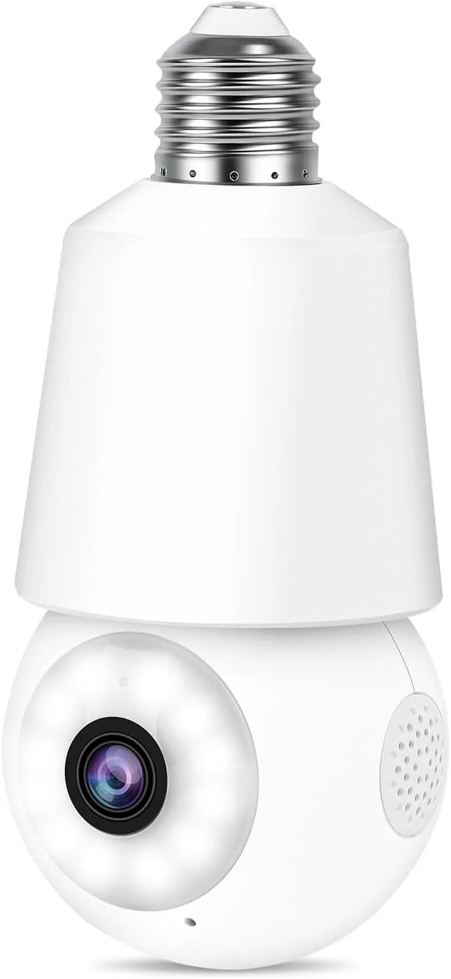 Light Bulb Cameras for Home Security 2K 360° PTZ Motion Sound Detection Tracking Alarm Light SocketSecurity