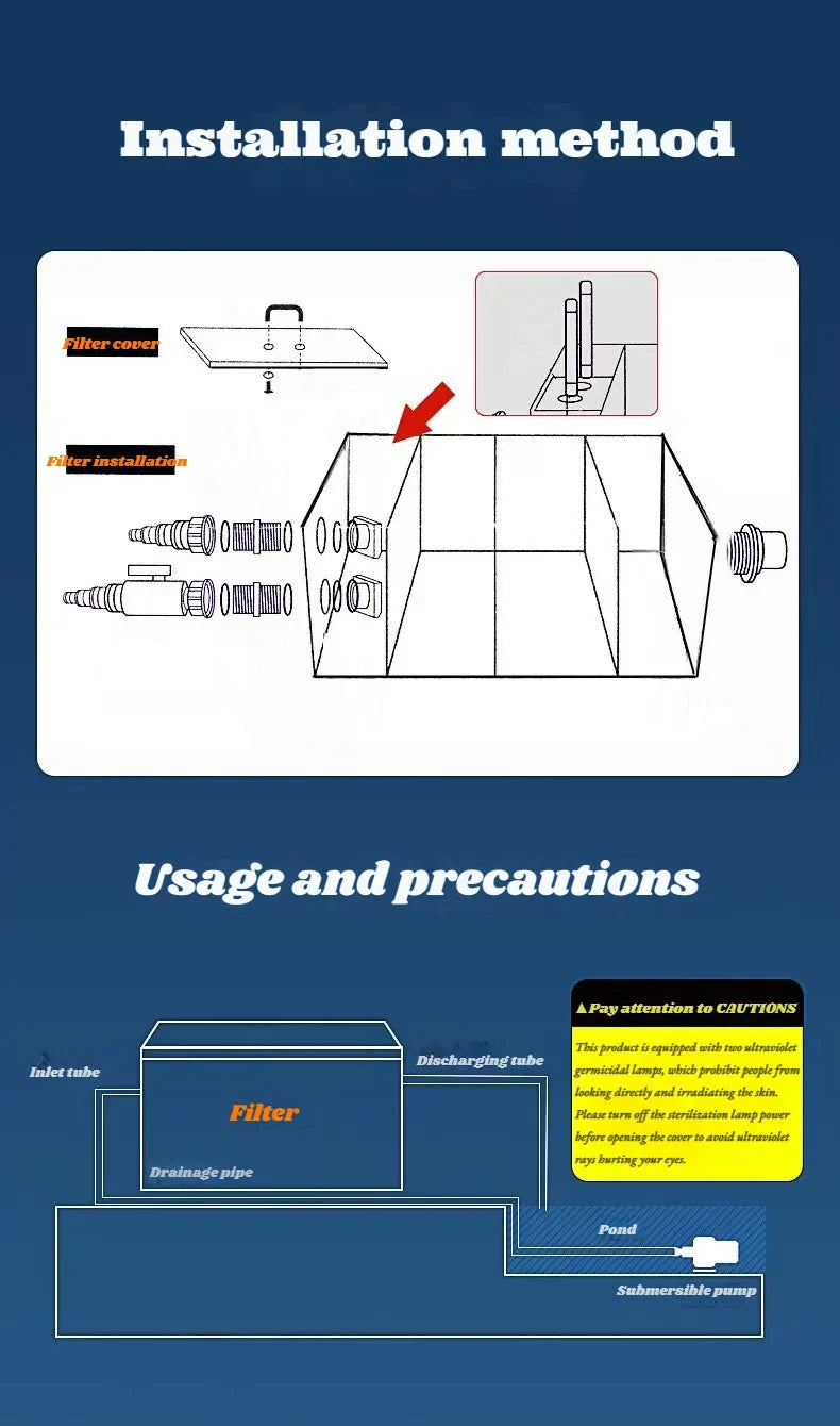 Courtyard pond Koi breeding tank UV disinfection filter