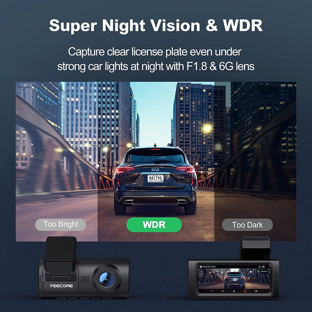 Yeecore Dash Cam, 4K Dash Cam Front UHD 2160P, Car Camera with WiFi GPS, 3.16" LCD, Portable Magnetic Mount, Dash Camera for Cars with WDR, Night Vision, Parking Monitor, G-Sensor, Support 256GB Max