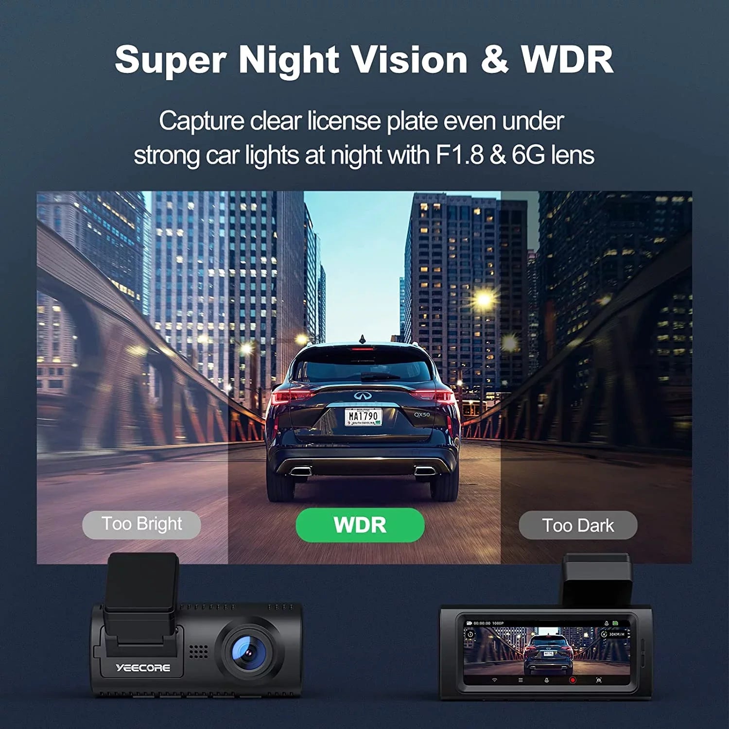 Yeecore Dash Cam, 4K Dash Cam Front UHD 2160P, Car Camera with WiFi GPS, 3.16" LCD, Portable Magnetic Mount, Dash Camera for Cars with WDR, Night Vision, Parking Monitor, G-Sensor, Support 256GB Max