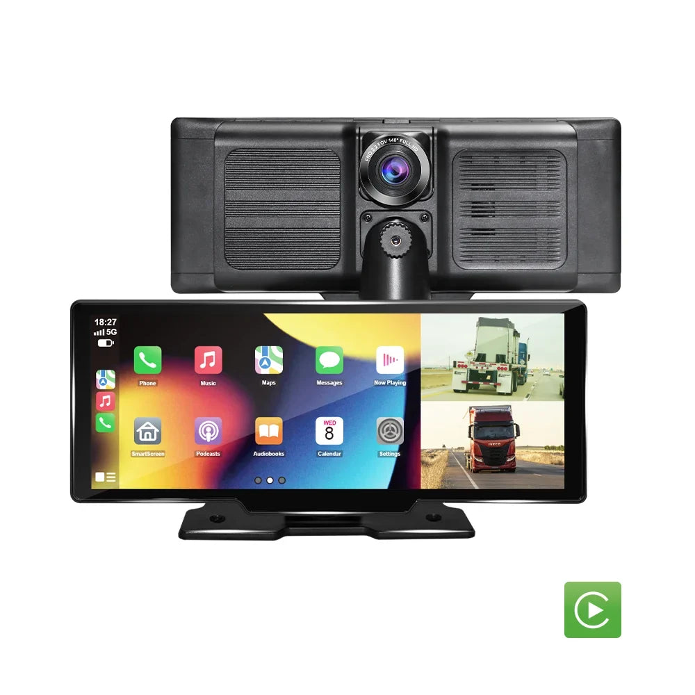 Adas Dash Cam 4K DVR 10.26" IPS with touch Screen 2 cameras for Front and Back recording Apple CarPlay , Android Auto Portable Navigation