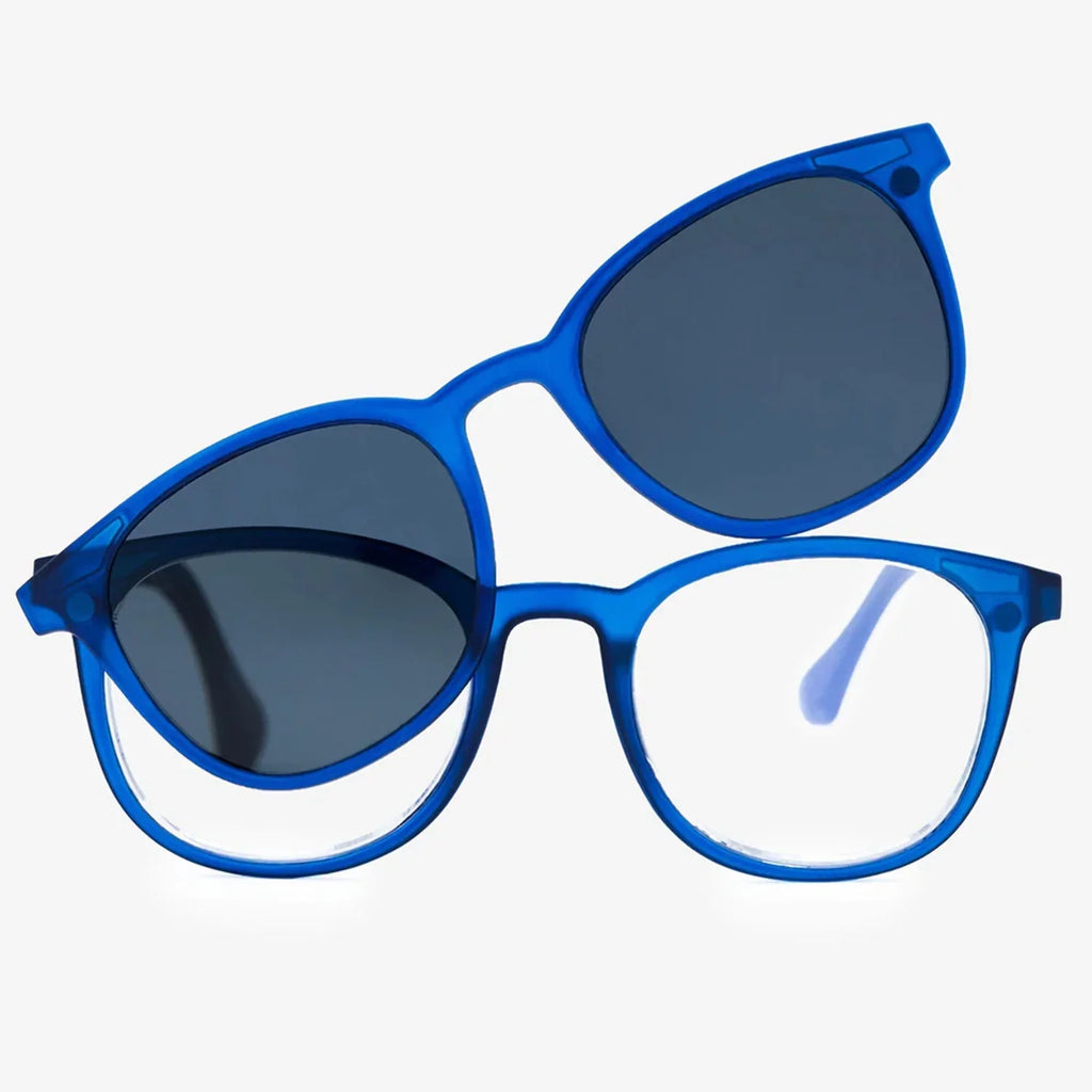 VITENZI Progressive Multifocal Reading Glasses Blue Light Blocking Readers - Includes Magnetic Sunglasses Clip On - Anti Fog Scratch Naples in Tortoise 2.00
