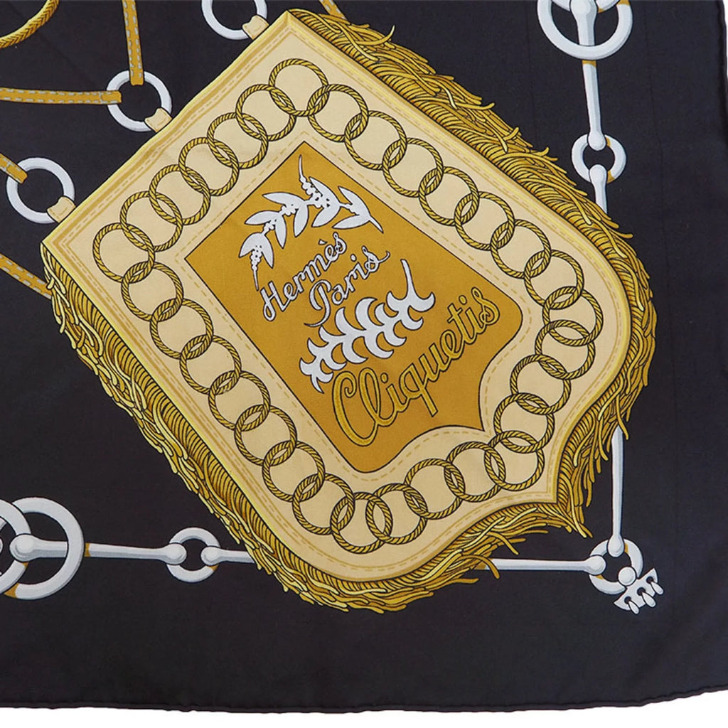 Pre-Owned Hermes Silk Scarf Black (Good)