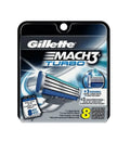 Gillette Mach3 Turbo Razor Refill Cartridges, 8 Ct + Facial Hair Remover Spring