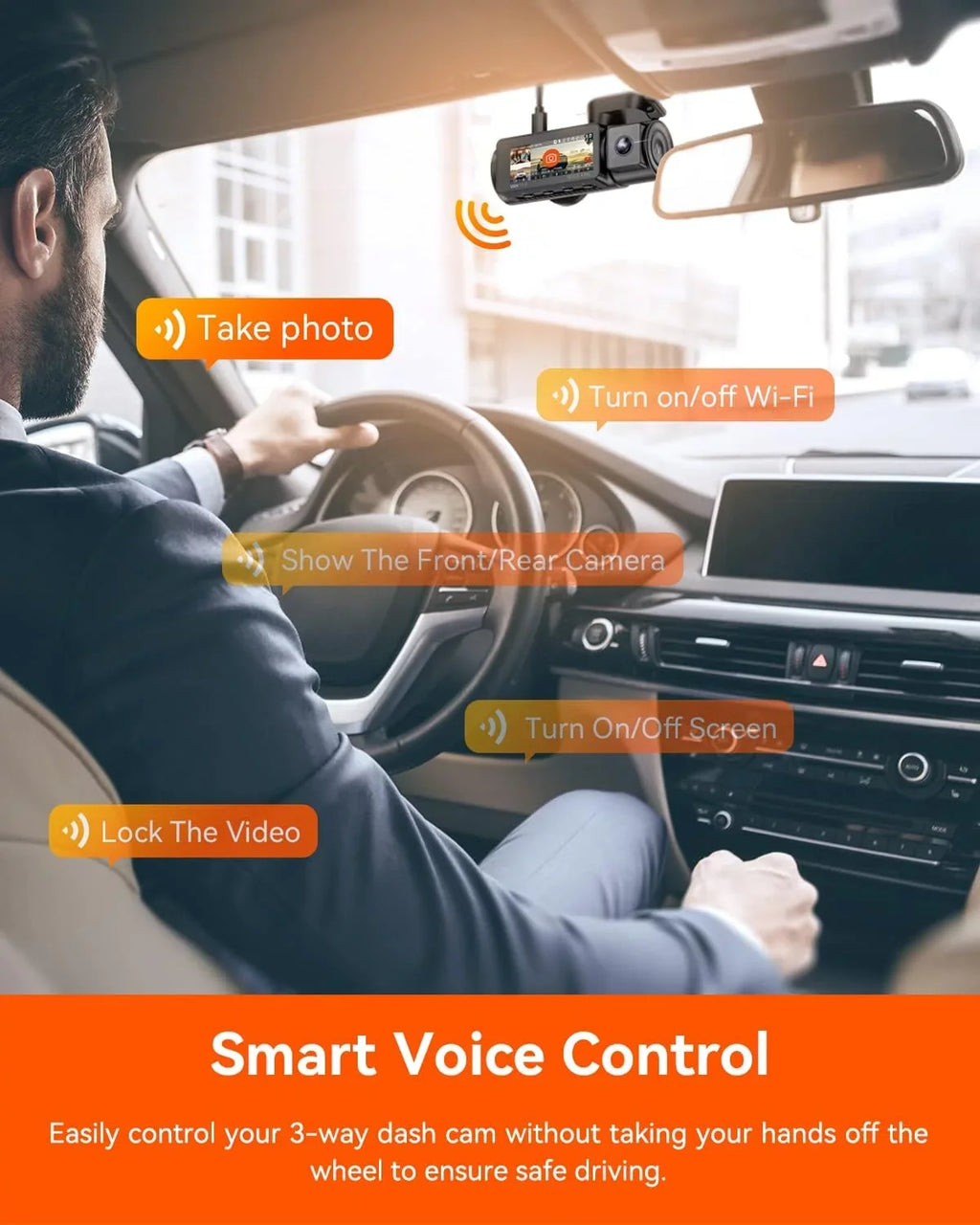 Vantrue N4 Pro 3 Channel 4K WiFi Dash Cam | GPS 4K + 1080P + 1080P (Memory Card Not Included)
