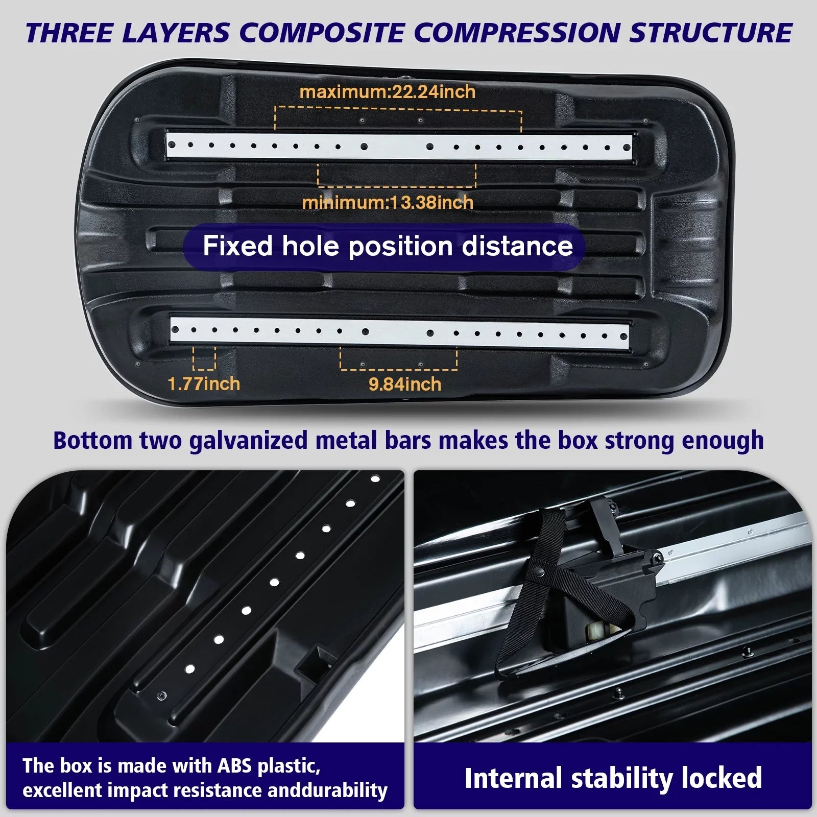 Large Rooftop Cargo Carrier Hard Shell Rooftop Cargo Box with Double Locks, 13 ft³ Waterproof Cargo Box for SUV Rooftop 56.3" L x 30.3" W x 13.8" H, Carbon Fibre Grain