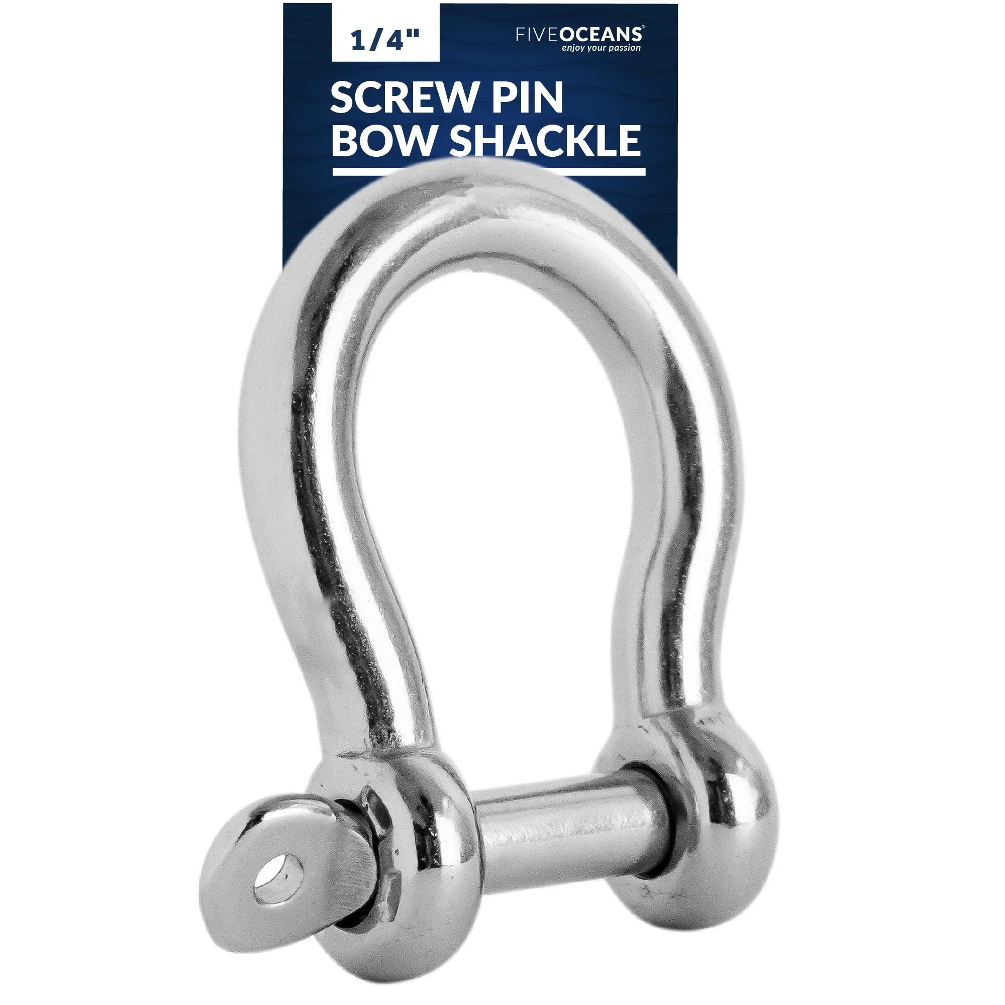 Five Oceans 5/8 Screw Pin Bow Shackles, Stainless Steel Anchor Shackle for Ship Ship FO430