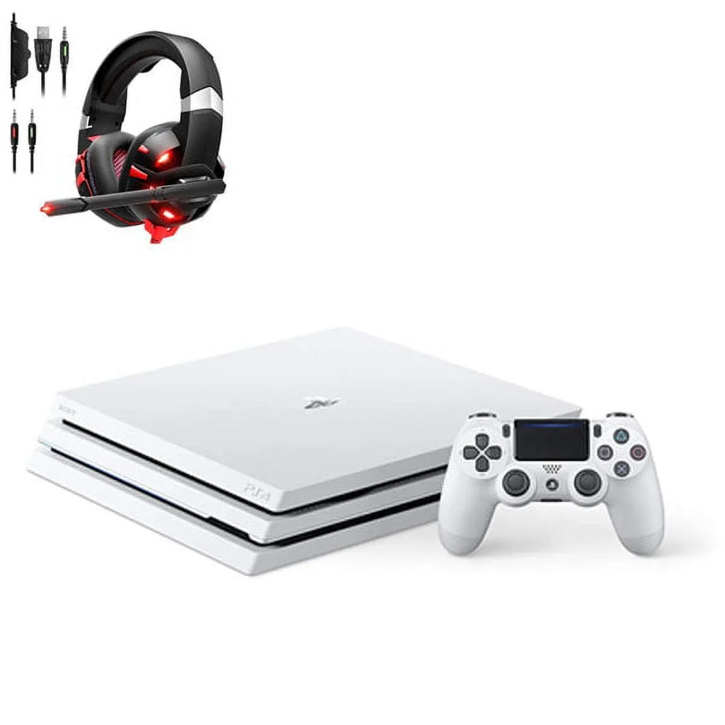 Sony PlayStation 4 Pro Glacier 1TB Gaming Consol White Included BOLT AXTION Bundle Like New