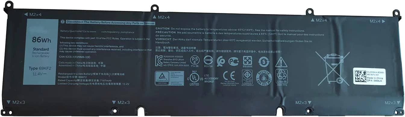 New 8FCTC Laptop Battery for XPS 15 9500 Precision 5550 Alienware M15 R3 R4 M17 R3 R4 Series Notebook 69KF2 08FCTC 70N2F 070N2F 0P8P1P 0DVG8M 0M59JH 11.4V 56Wh 4650mAh