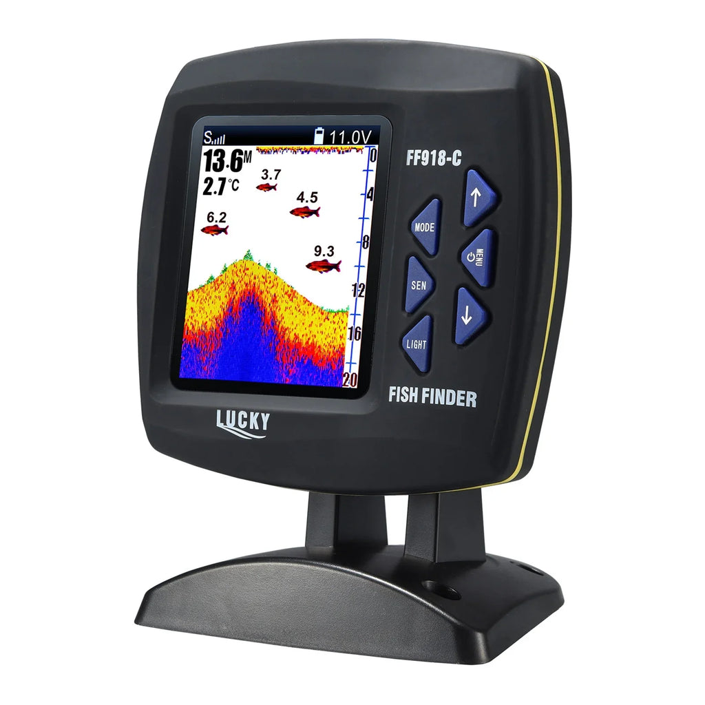 Tomshoo Fish Finder Wired Transducer Sensor Fishfinder 45 Degrees Underwater Fishing Portable Fish Finder Waterproof Underwater Monitor LCD Fish Locator Watercraft Fishfinder Fish Detector