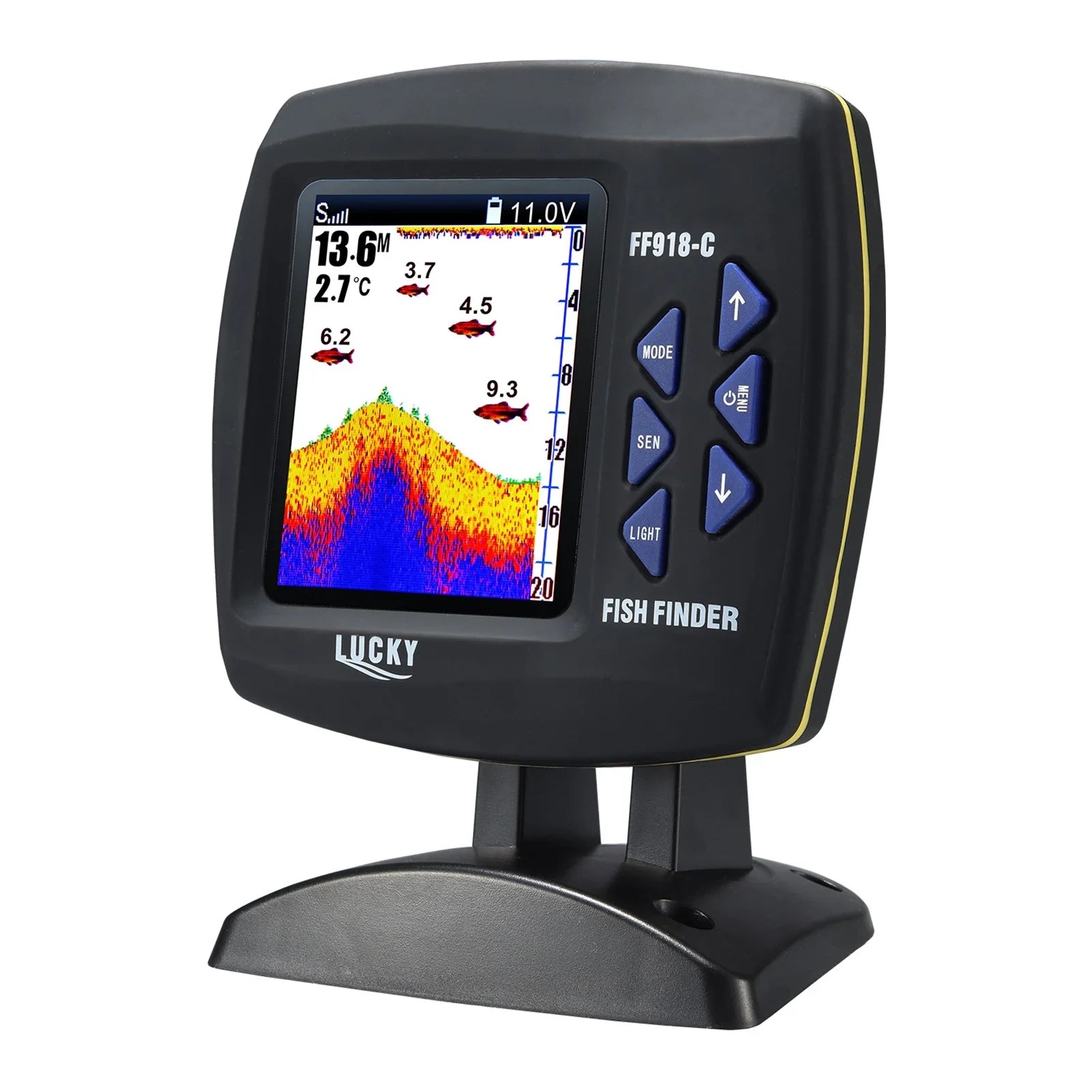 Tomshoo Fish Finder Wired Transducer Sensor Fishfinder 45 Degrees Underwater Fishing Portable Fish Finder Waterproof Underwater Monitor LCD Fish Locator Watercraft Fishfinder Fish Detector
