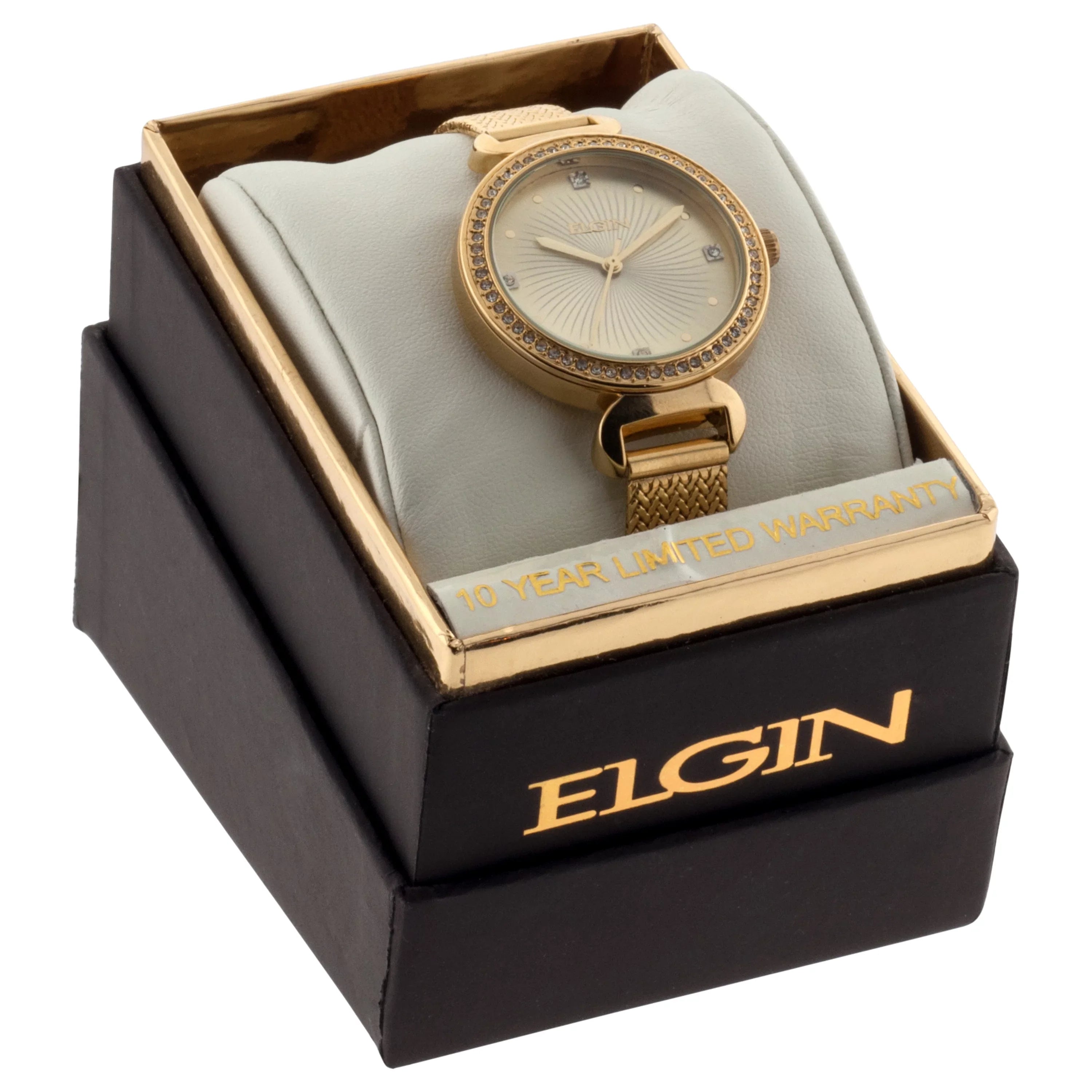 Elgin Adult Woman's Gold-Tone Analog Watch with Sunray Dial - EG1610011