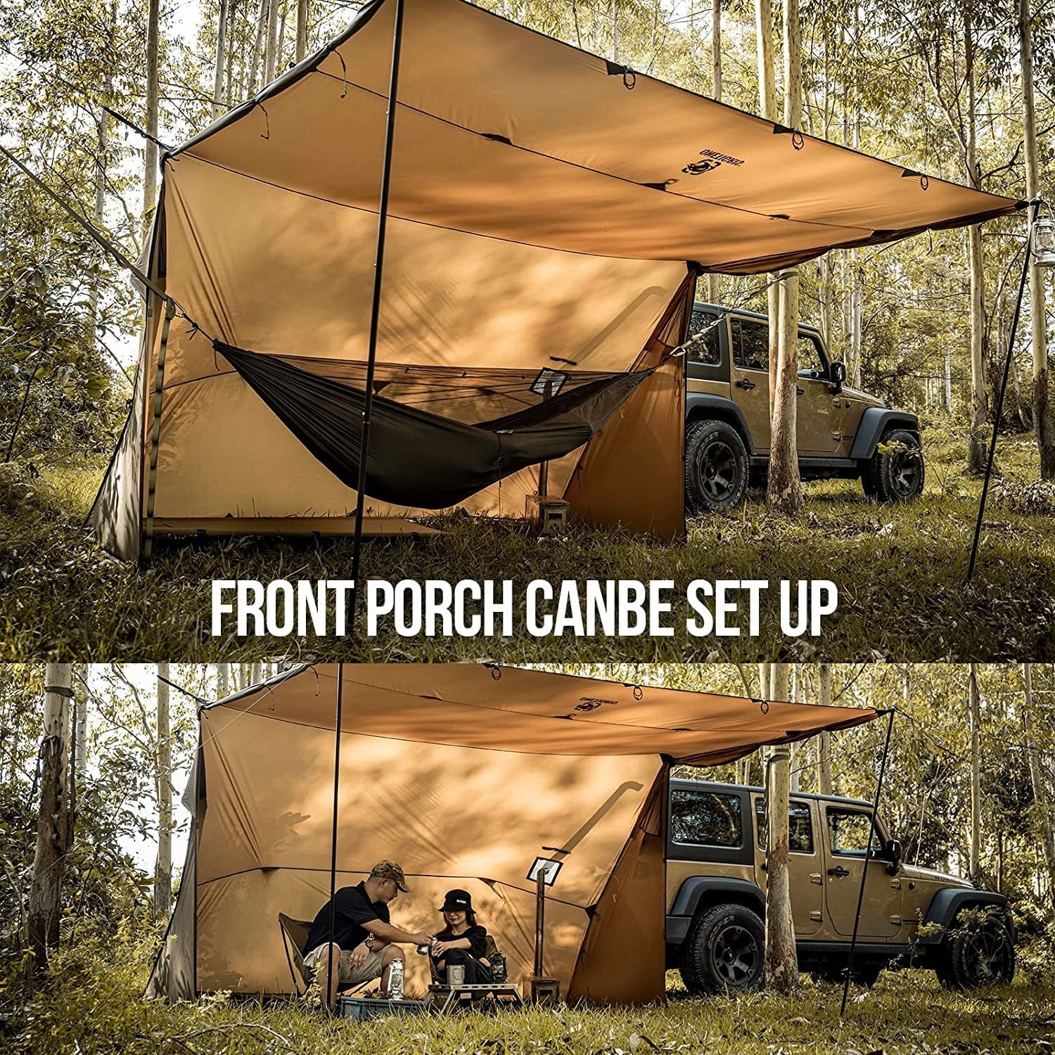 YUNWEN ROCDOMUS Hammock Hot Tent with Stove Jack, Versatile Lightweight Waterproof Camping Tarp with Zippered Tent Bag, PU3000mm 4 Season Tent for Stove