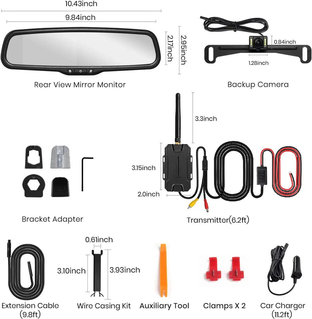 AUTO-VOX T1400 Upgrade Wireless Backup Camera Kit , OEM Look Rear View Mirror Camera Monitor with Waterproof Super Night Vision Back Up Camera for Car/Trucks