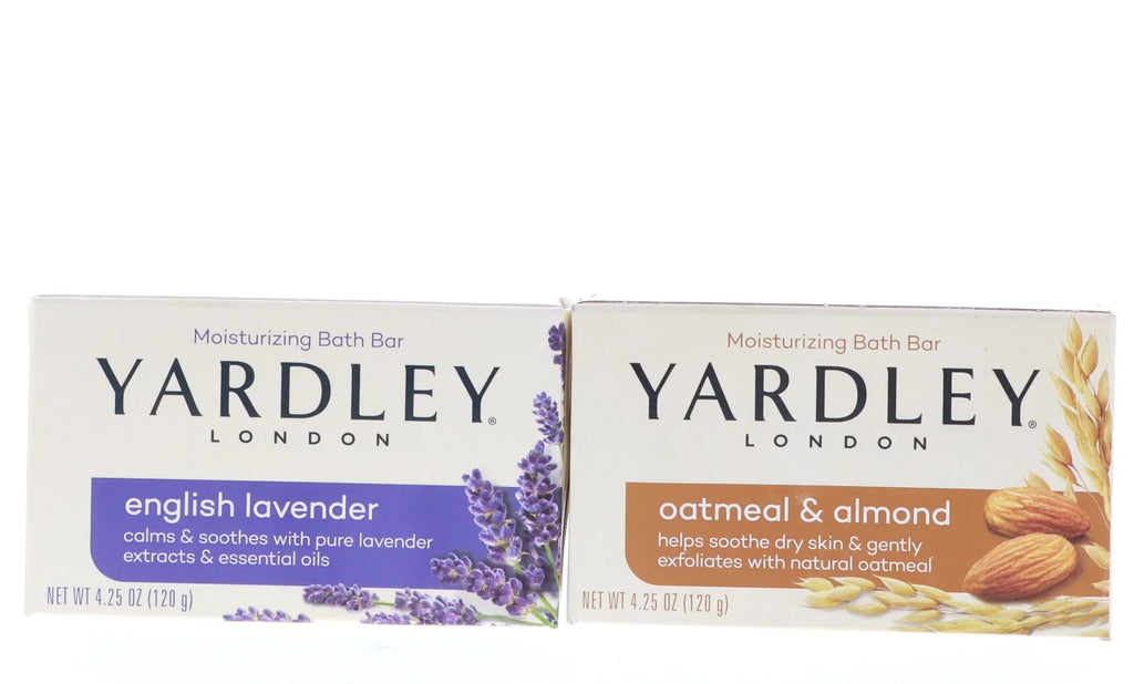 Yardley English Lavender Bath Bar, 4.25 oz 6 PCS, Yardley Oatmeal & Almond Bath Bar, 4.25 oz 6 PCS