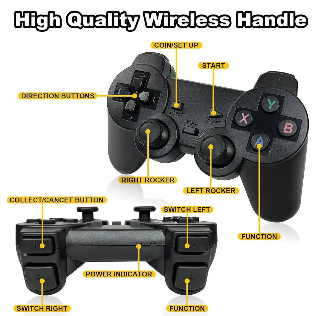 Retro Game Stick with Built-in 9 Emulators, Retro Gaming Console with 20,000+ Games, HD Output and 2.4GHz Wireless Controller for TV Plug and Play - Classic Games