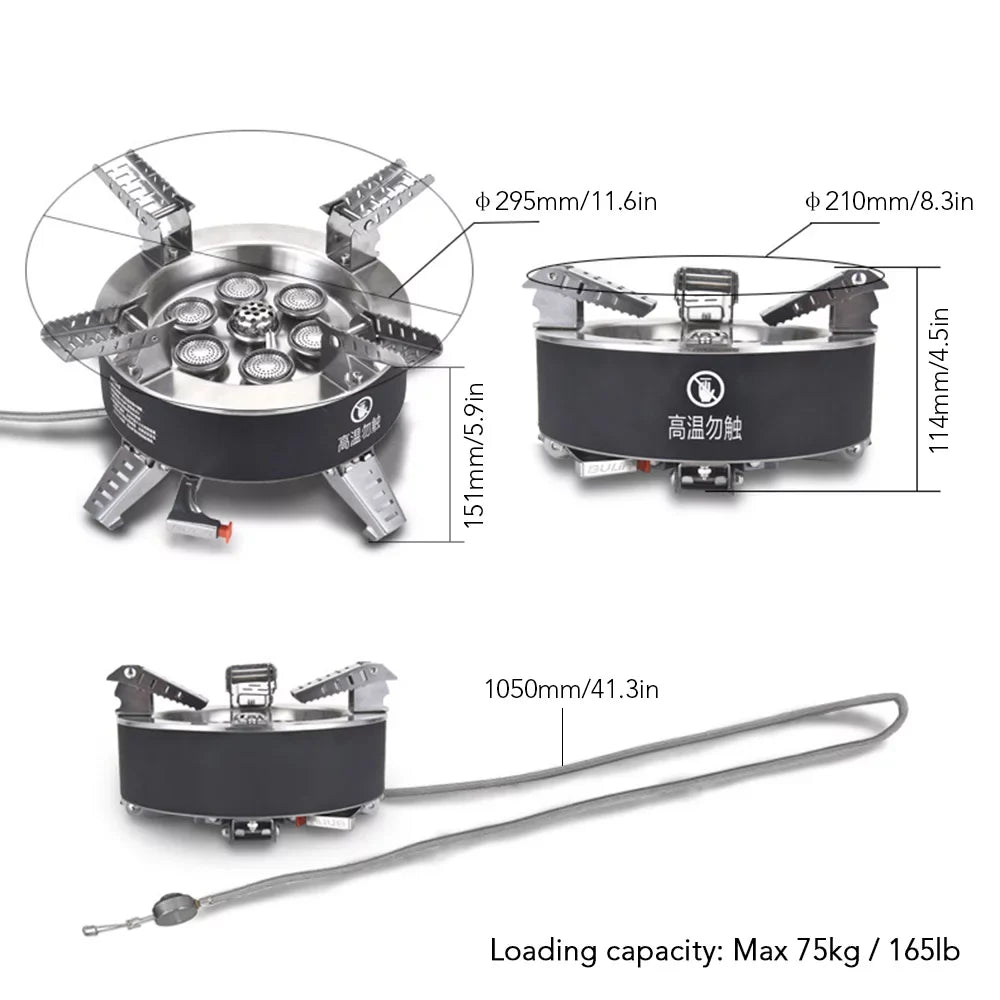 Dcenta Collapsible Camping Stove, 18000W High Seven core Gas Stove, Windproof Backpacking Stove, Fishing Hiking Traveling