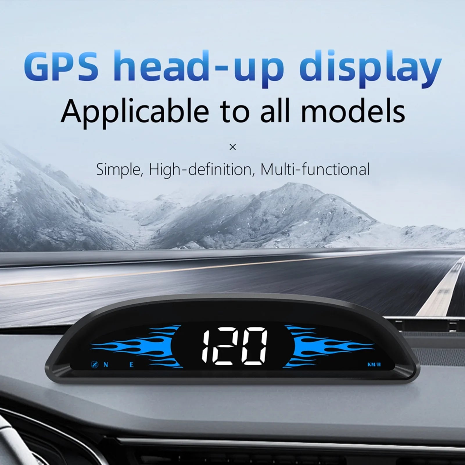 Nebublu Head-Up Display GPS Speedometer, Digital Dual System Screen, Speed/Time/Direction, Vehicle Overspeed Alarm