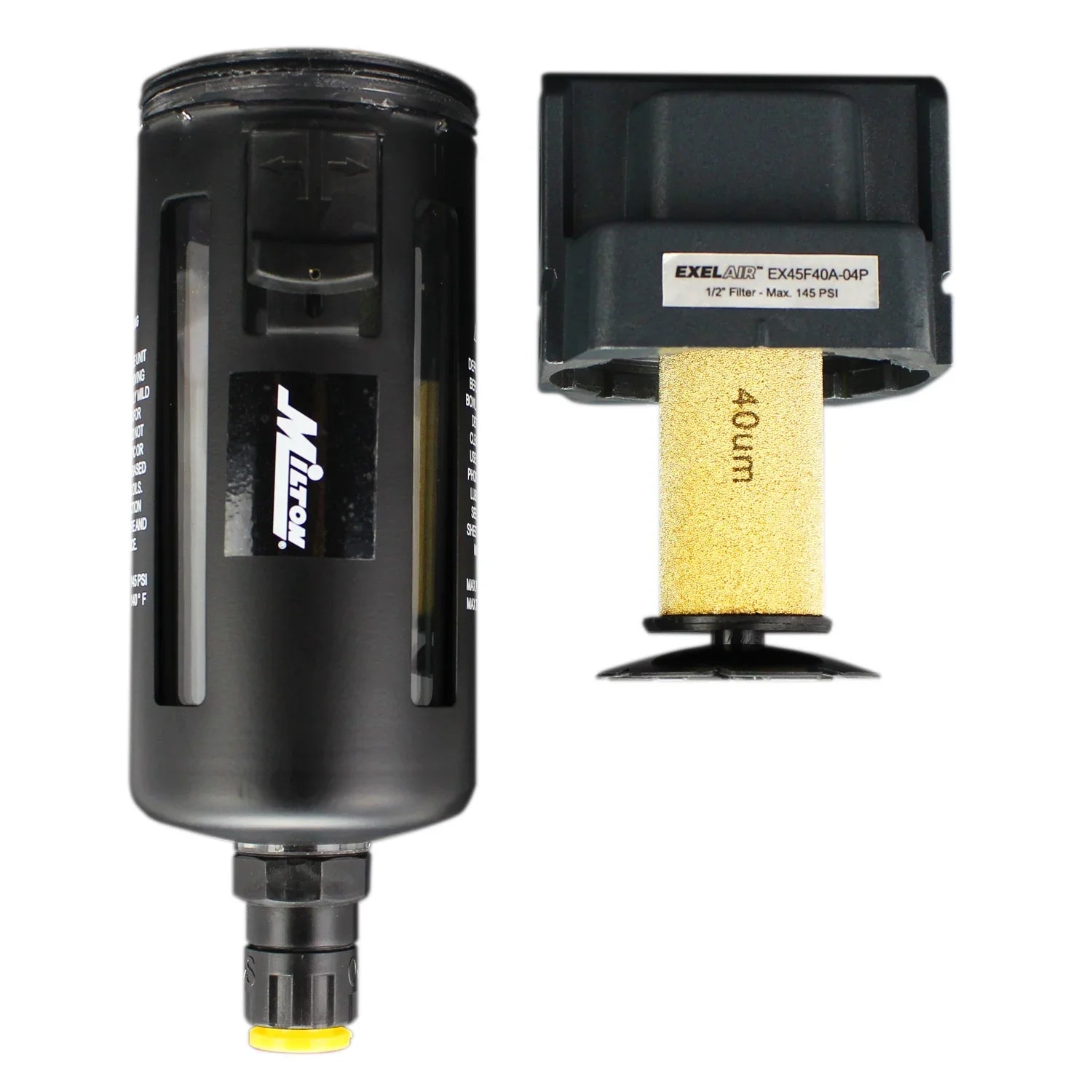 EXELAIR™ by Milton FRL Air Filter - 1/2" NPT - Polycarbonate Bowl, Automatic Float/Overnight (EX45F40A-04P)