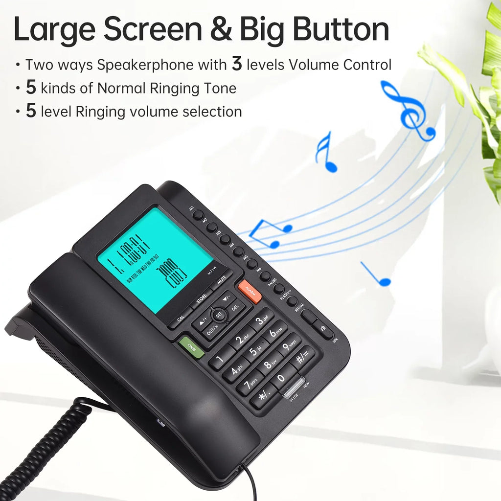 Black Bisofice Landline Phone with Hands Free, Redial, and Speed Dial for Business Hotel