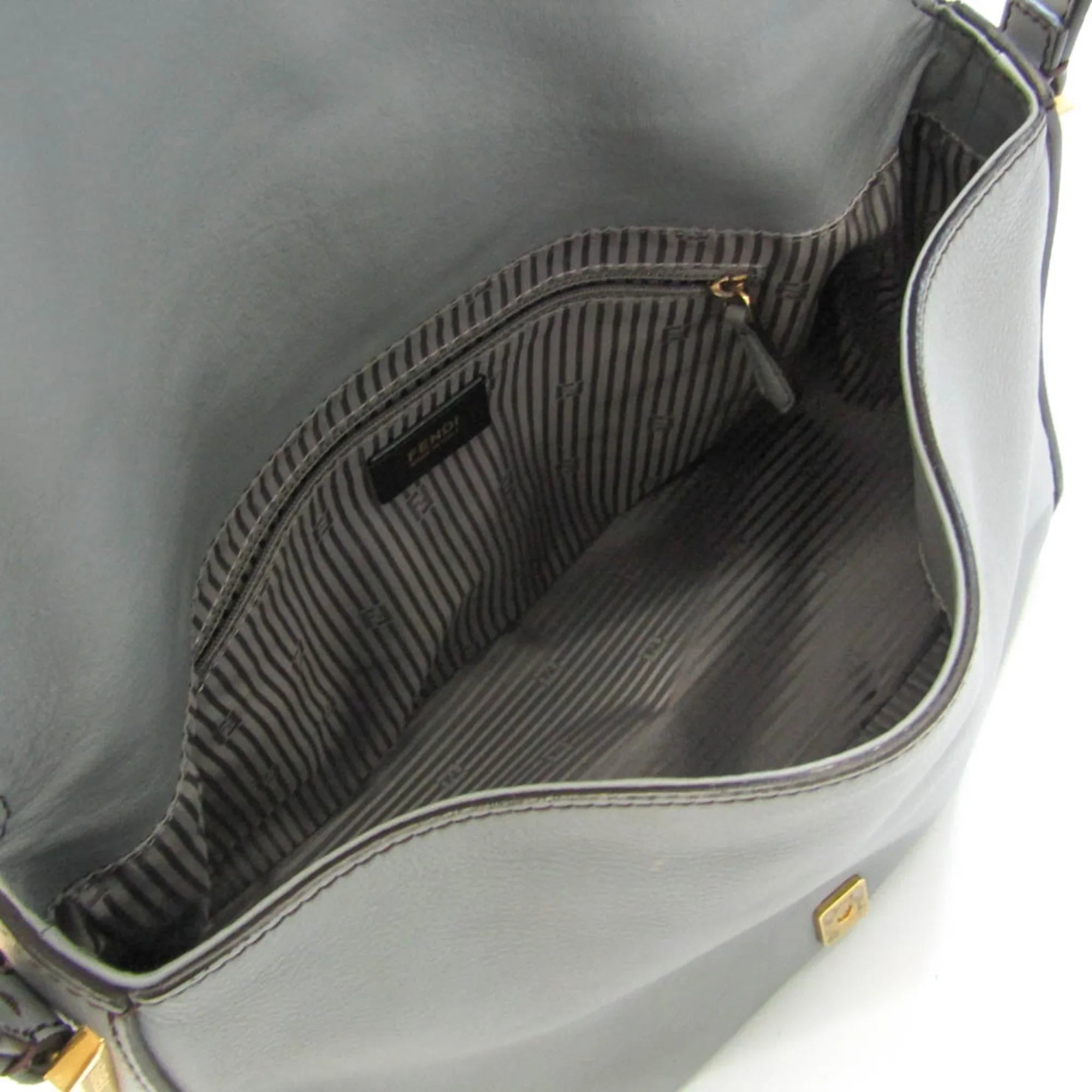 Pre-Owned Fendi Big Mamma Bucket 8BR638 Women's Leather Shoulder Bag Gray (Good)