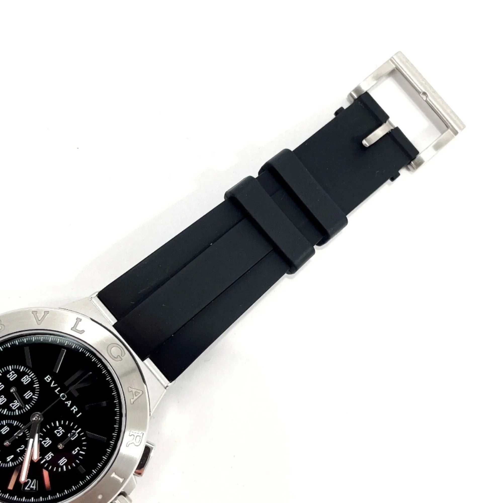 Pre-Owned Bvlgari Chrono Watch Stainless Steel Rubber BVLGARI DG41BSVDCH Men's Silver (Good)