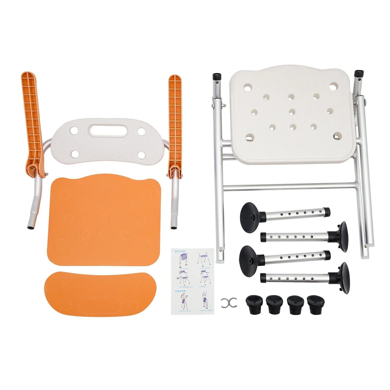 330lb Shower Stool Seat Tub Bench Folding Bath Chair for Seniors Handicap Adults