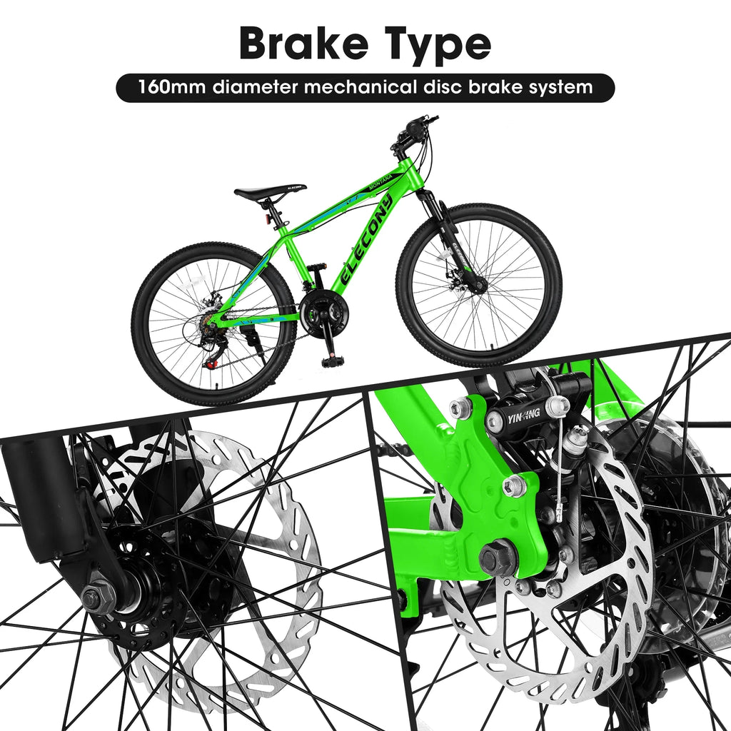 A24299 Rycheer Elecony 24 inch Mountain Bike Bicycle for Adults Aluminium Frame Bike Shimano 21-Speed with Disc Brake